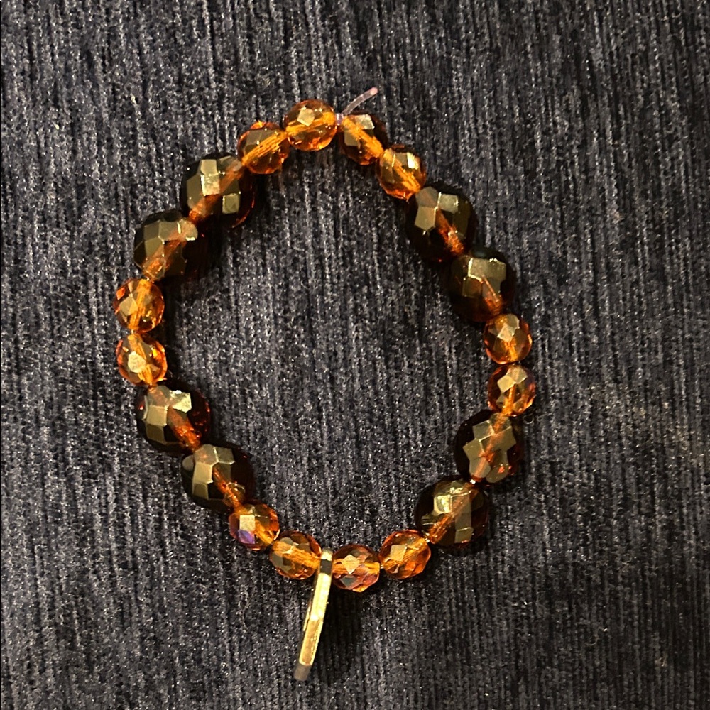 Amber and Gold Beaded Bracelet